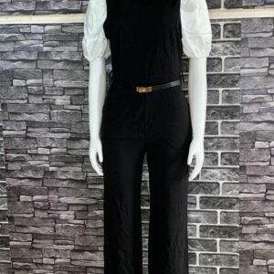 Belted Puff Sleeve Jumpsuit