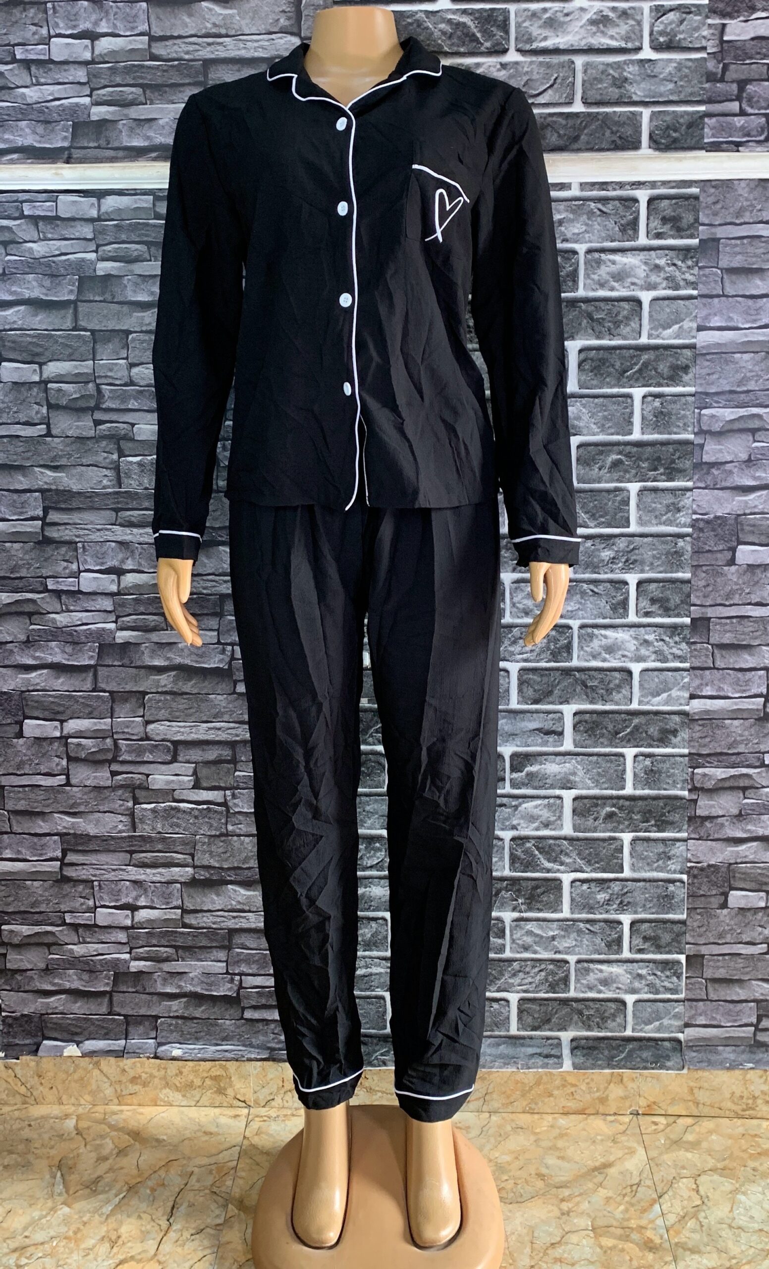 Black Two Piece Pajama Set 3 Black Two Piece Pajama Set - Image 3