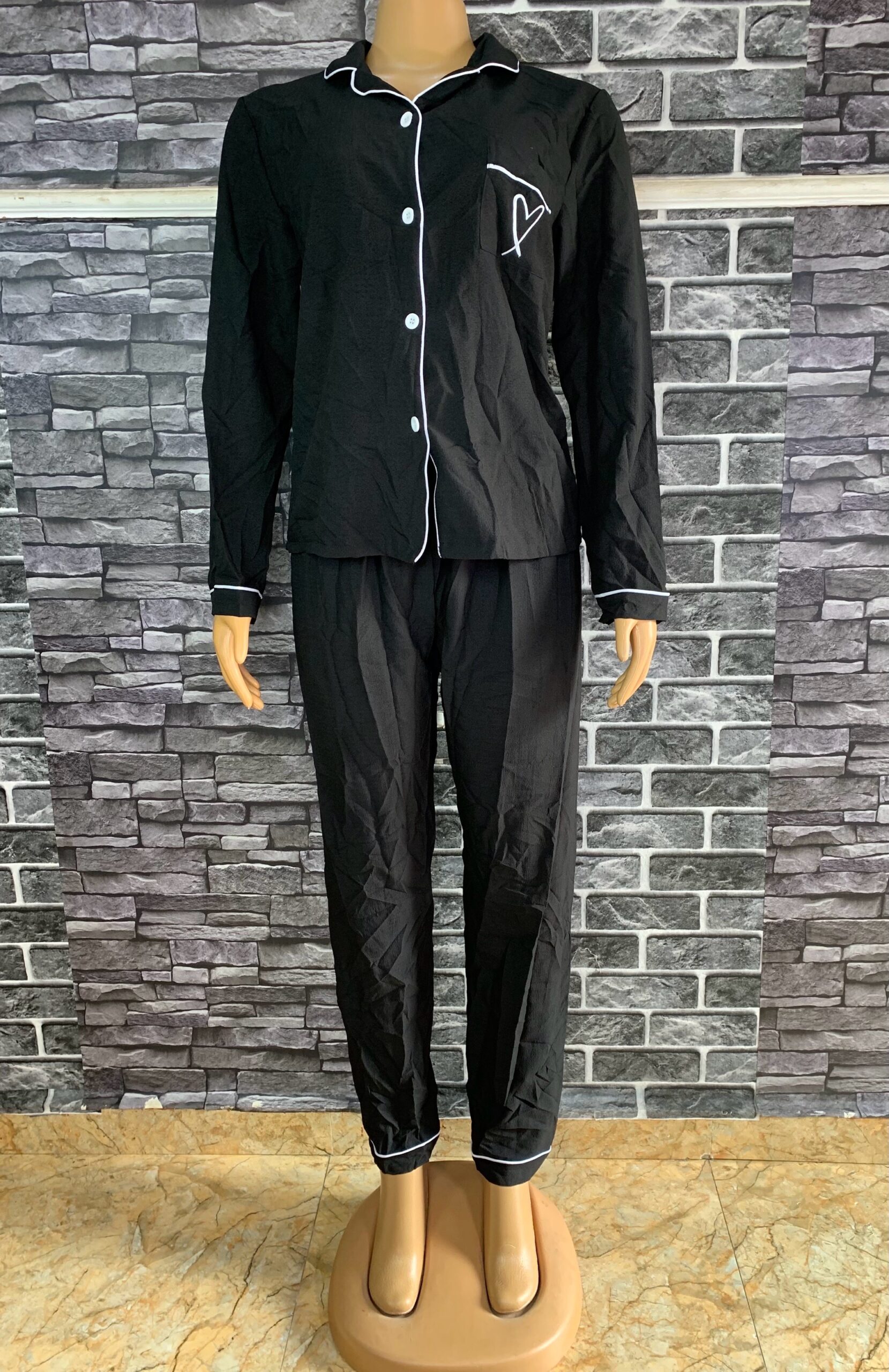 Black Two Piece Pajama Set 4 Black Two Piece Pajama Set - Image 4