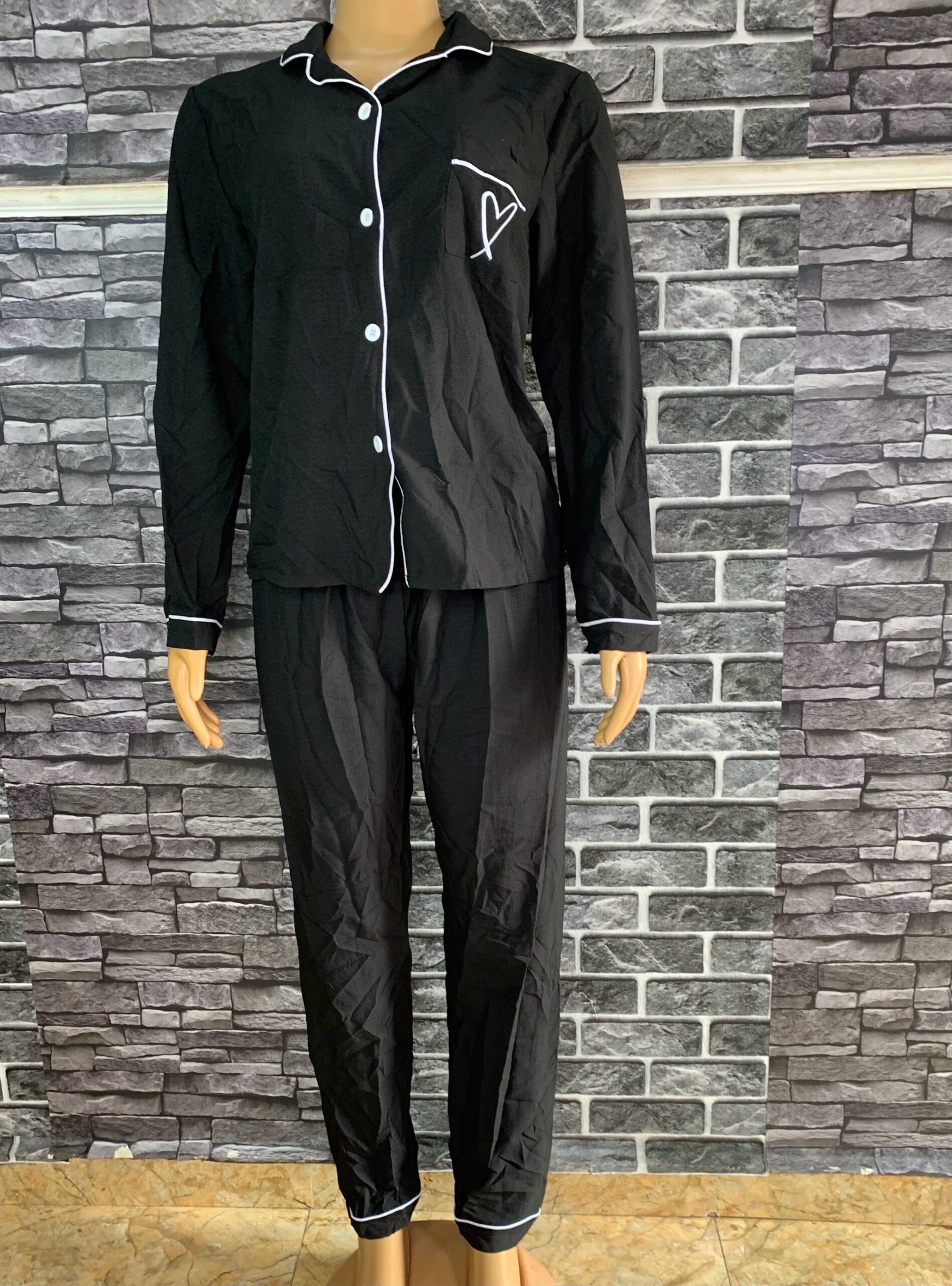 Black Two Piece Pajama Set 5 Black Two Piece Pajama Set - Image 5