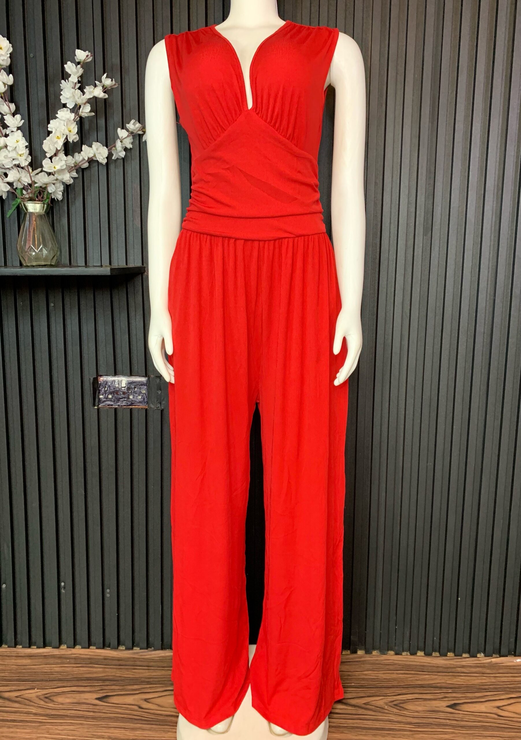 Red Wide Leg Jumpsuit 3 Red Wide Leg Jumpsuit - Image 3