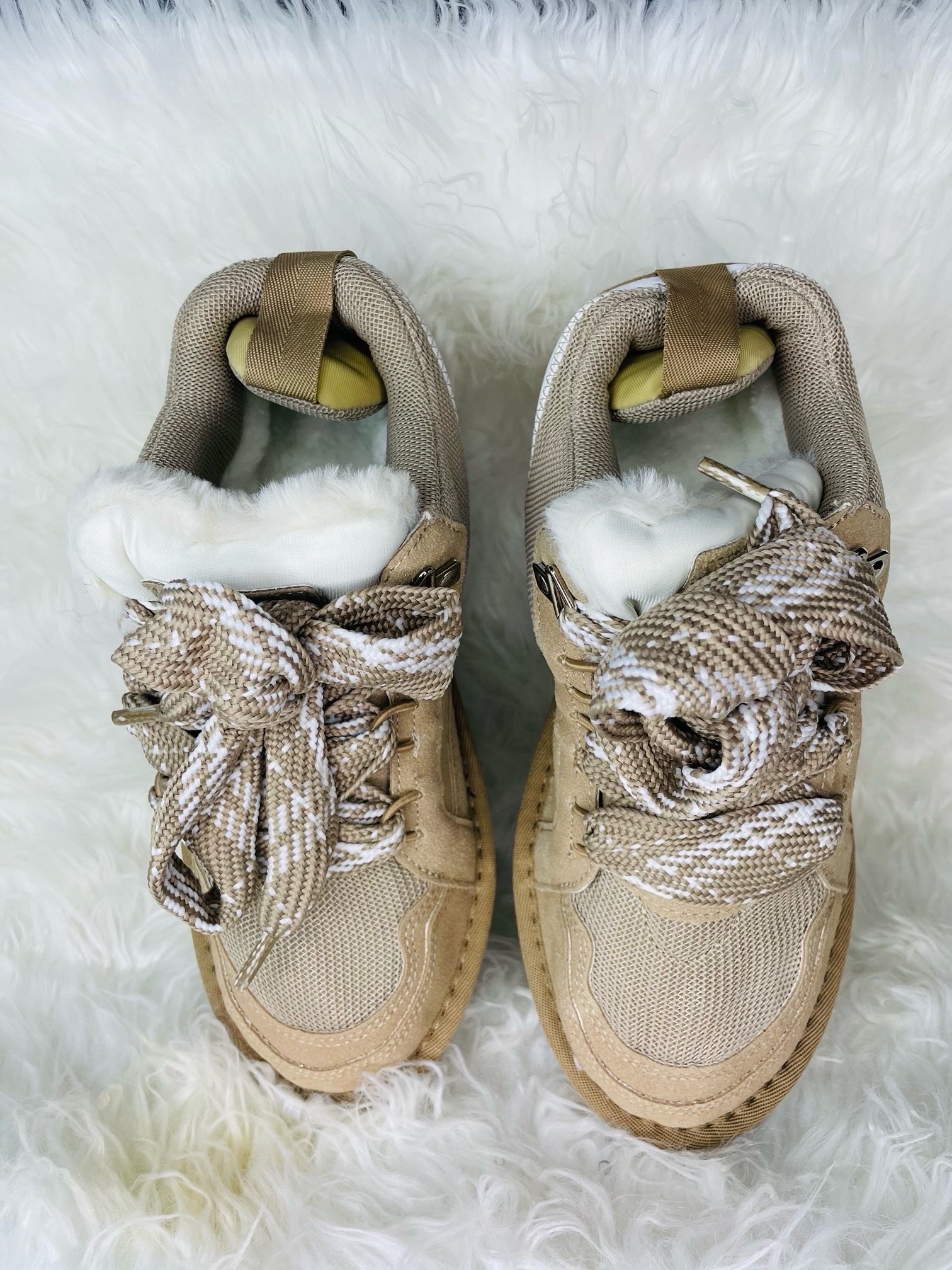 Beige/Brown Chunky Lace-UP Sneakers 2 Beige/Brown Chunky Lace-UP Sneakers - Image 2
