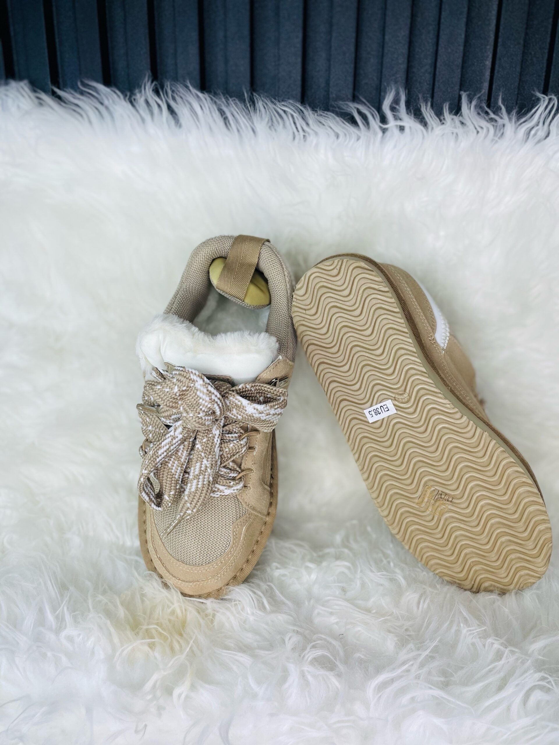 Beige/Brown Chunky Lace-UP Sneakers 3 Beige/Brown Chunky Lace-UP Sneakers - Image 3