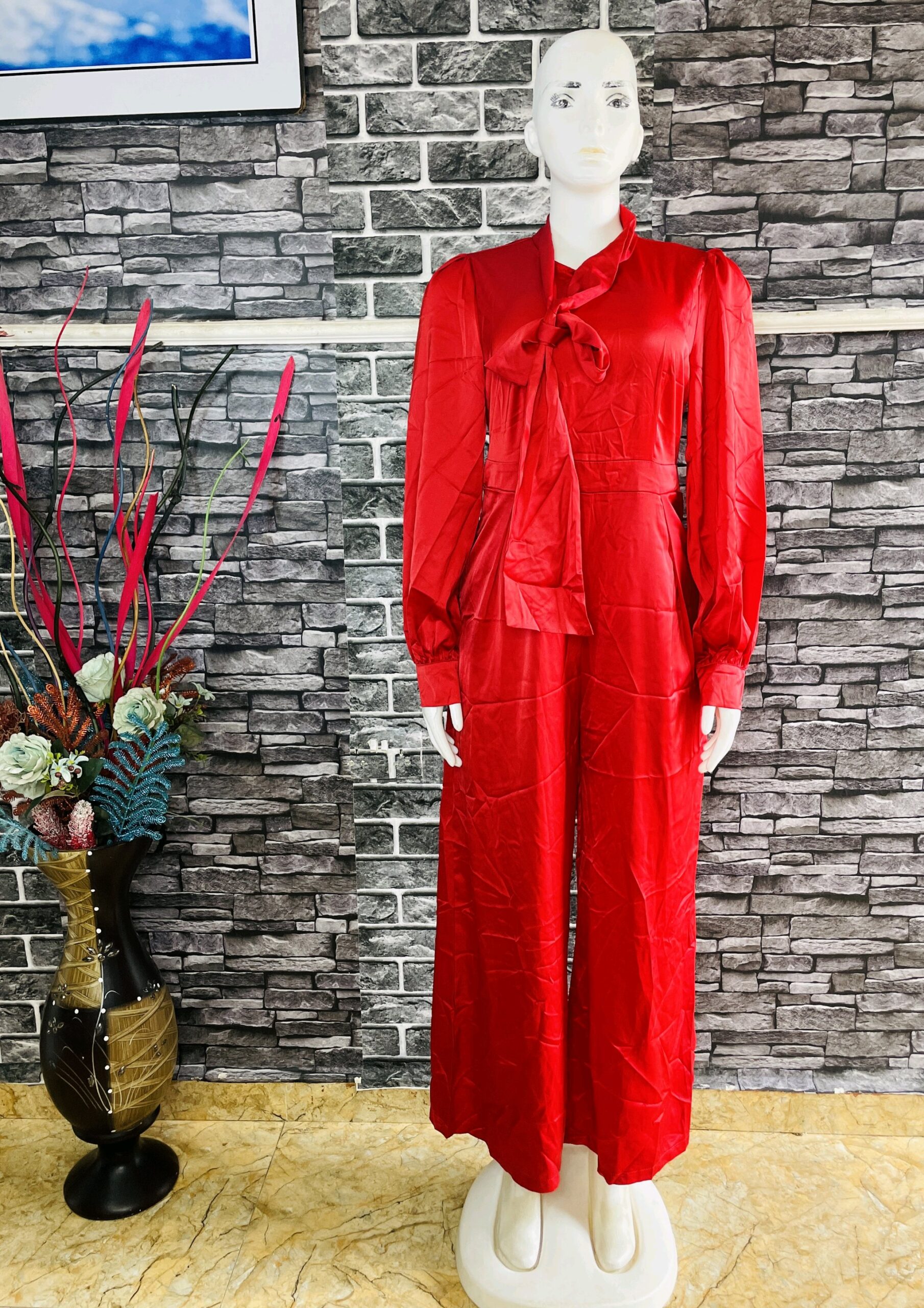 Red Long_Sleeve Jumpsuit 2 Red Long_Sleeve Jumpsuit - Image 2