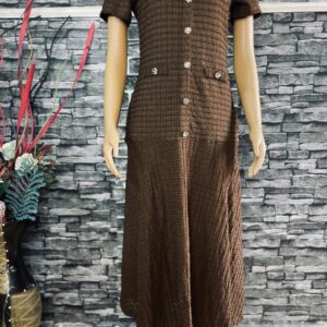 Brown Textured Long Dress