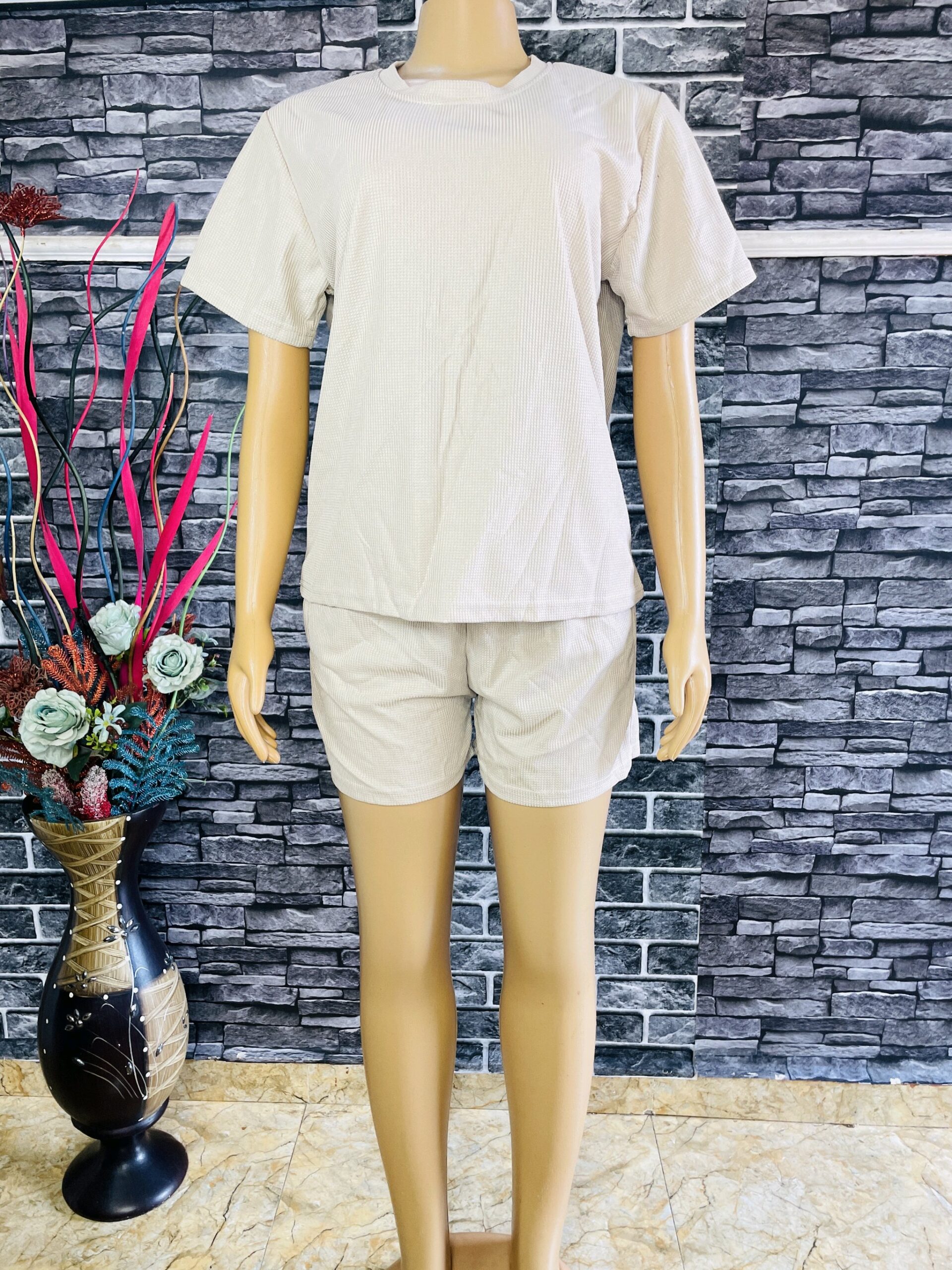 Cream Ribbed Two Pieces Set 3 Cream Ribbed Two Pieces Set - Image 3