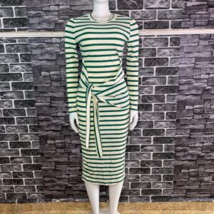 White And Green Striped Dress