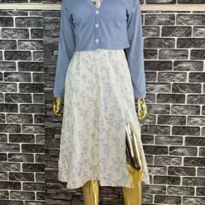 Floral Short Dress With Cardigan