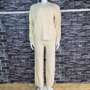 Cream Cable Knit Two-Piece Set