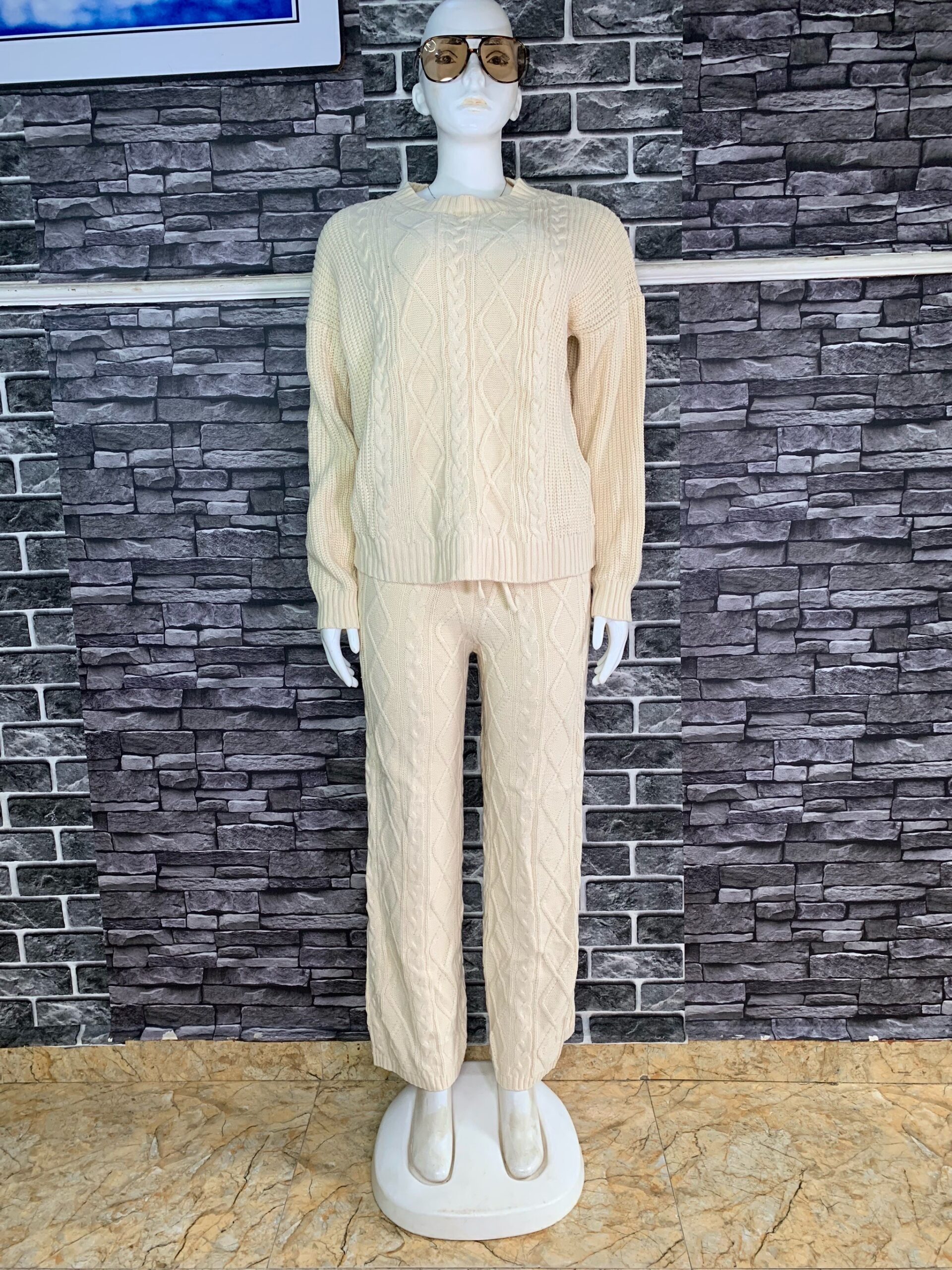 Cream Cable Knit Two-Piece Set 1 Cream Cable Knit Two-Piece Set