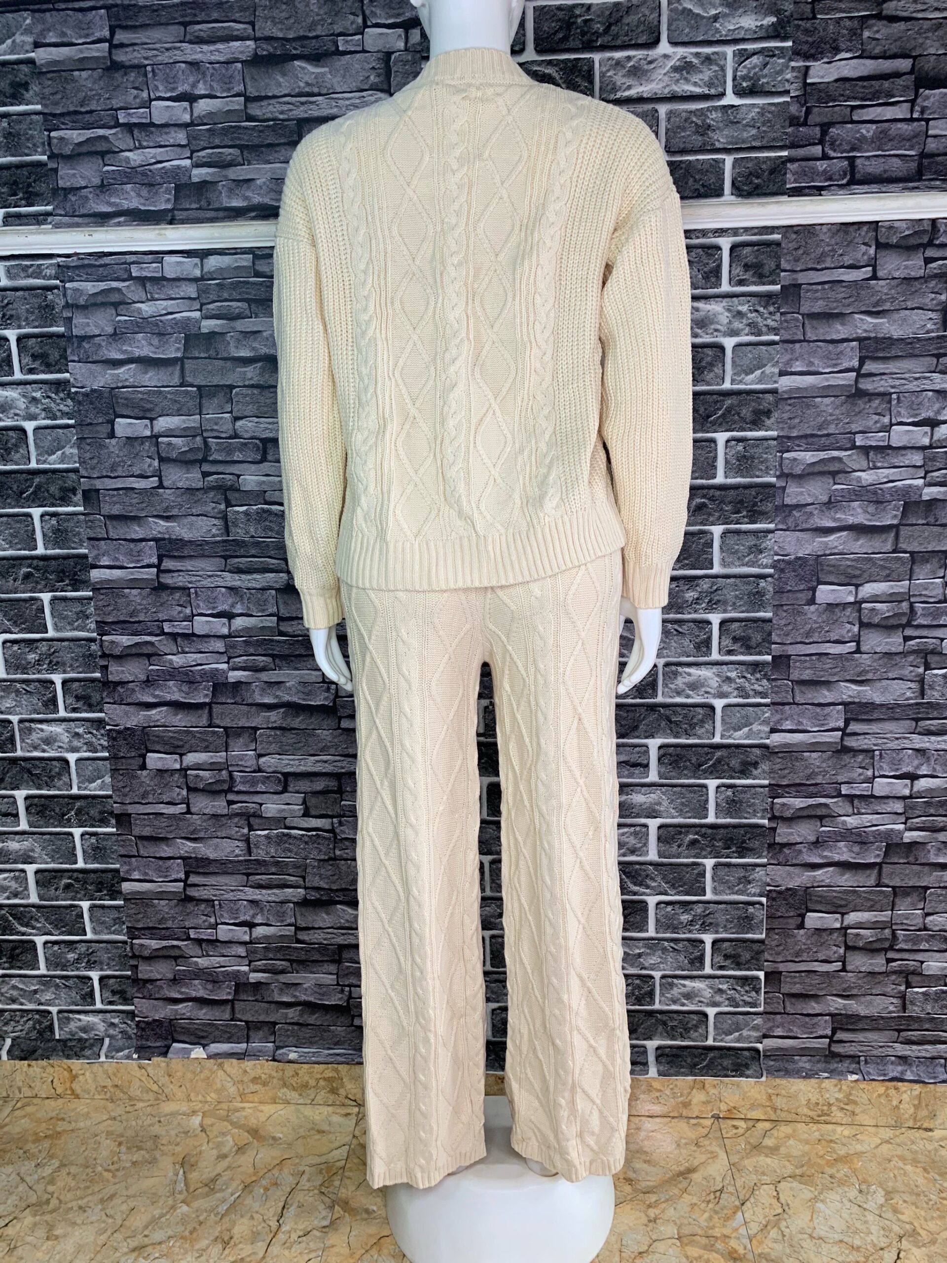 Cream Cable Knit Two-Piece Set 2 Cream Cable Knit Two-Piece Set - Image 2