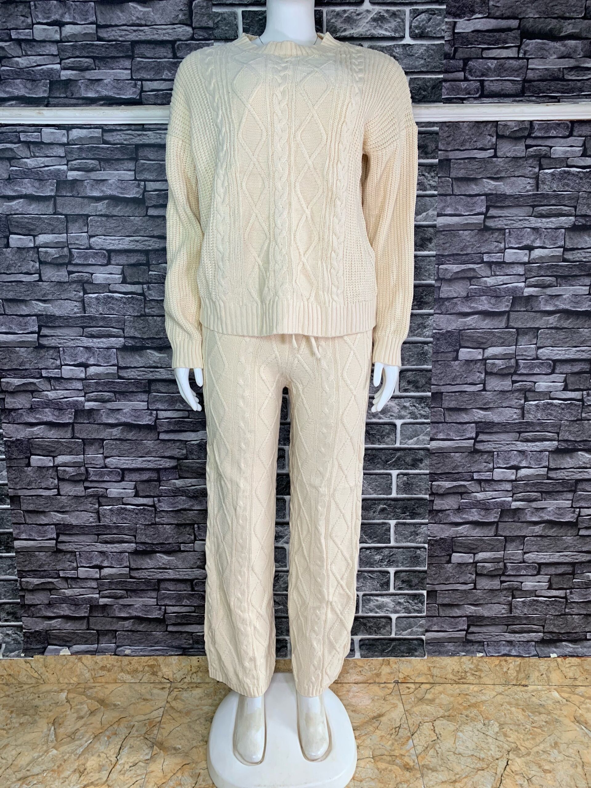 Cream Cable Knit Two-Piece Set 3 Cream Cable Knit Two-Piece Set - Image 3