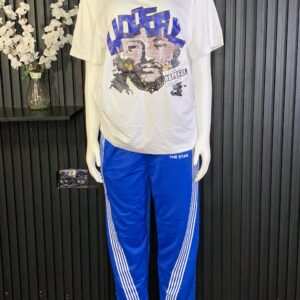 White And Blue Two Piece Set