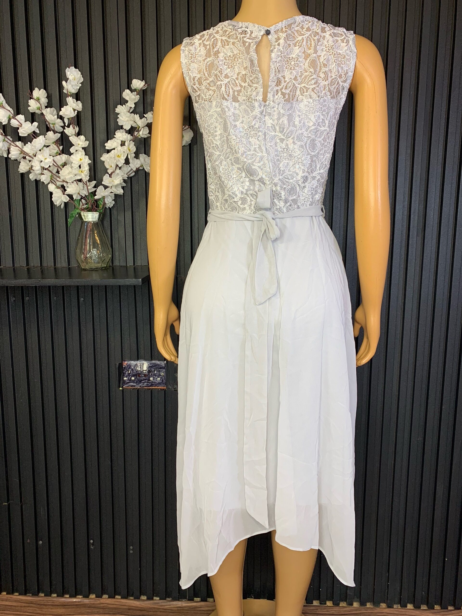 Grey Lace Short Dress 2 Grey Lace Short Dress - Image 2