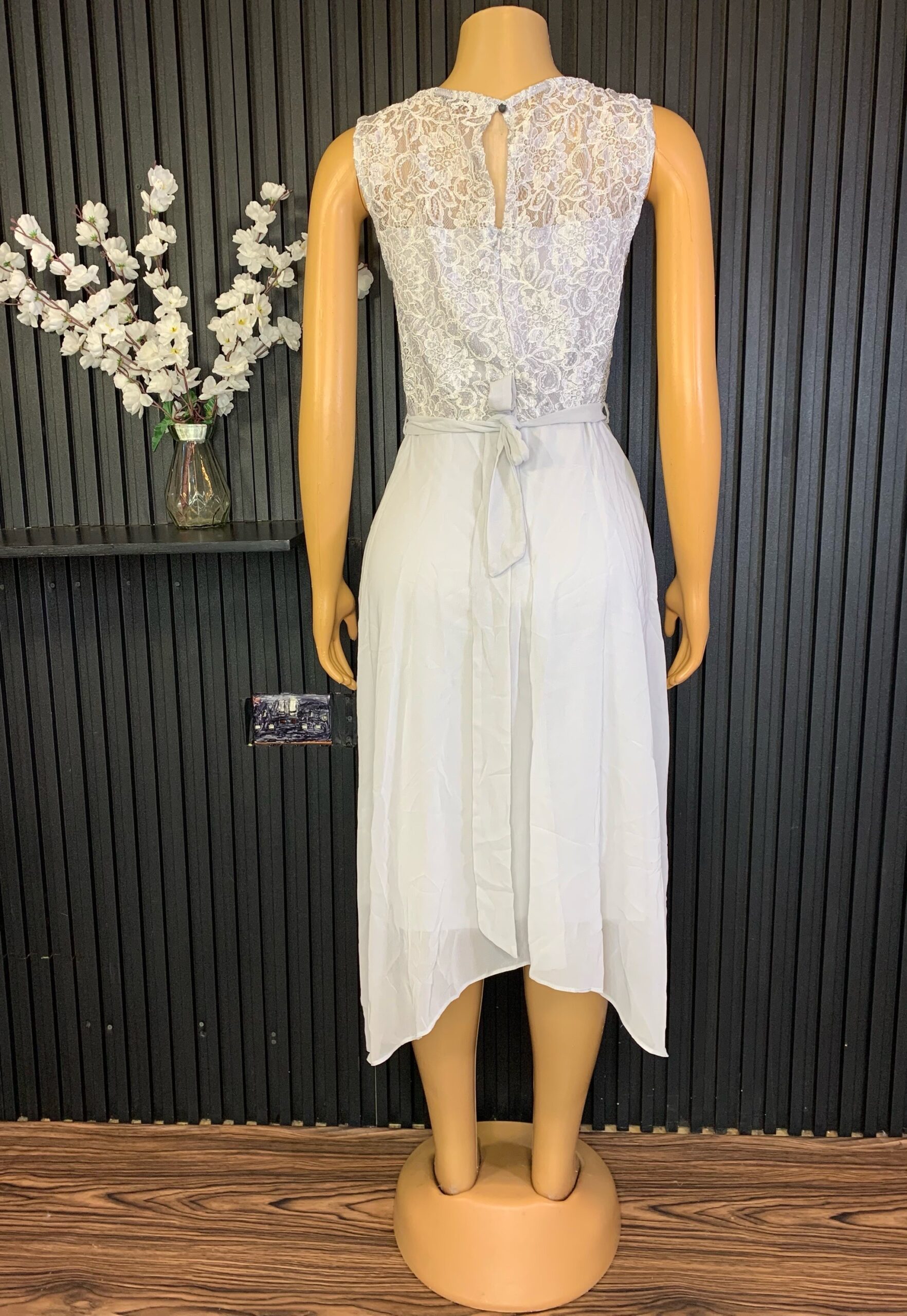 Grey Lace Short Dress 4 Grey Lace Short Dress - Image 4