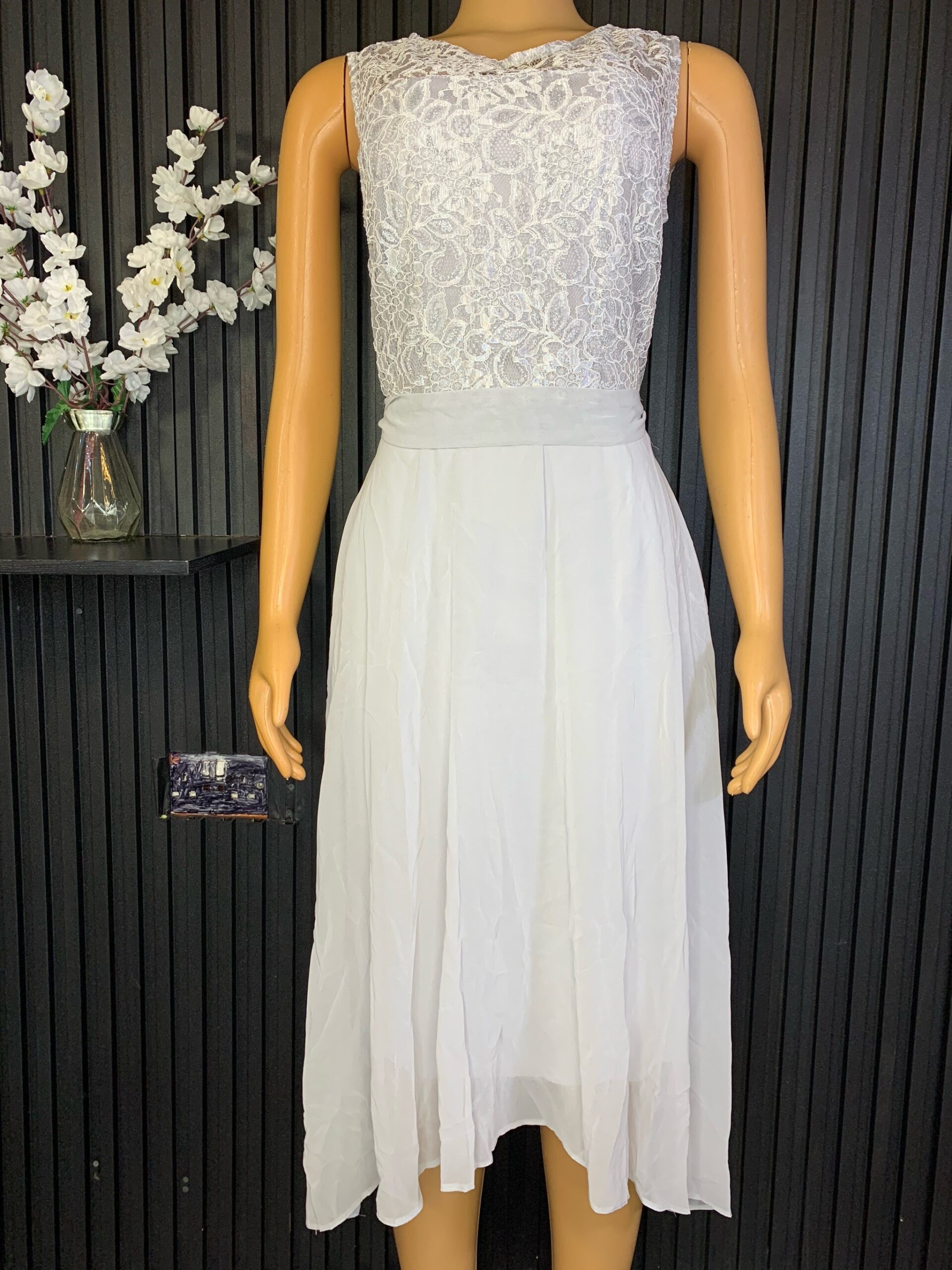 Grey Lace Short Dress 5 Grey Lace Short Dress - Image 5