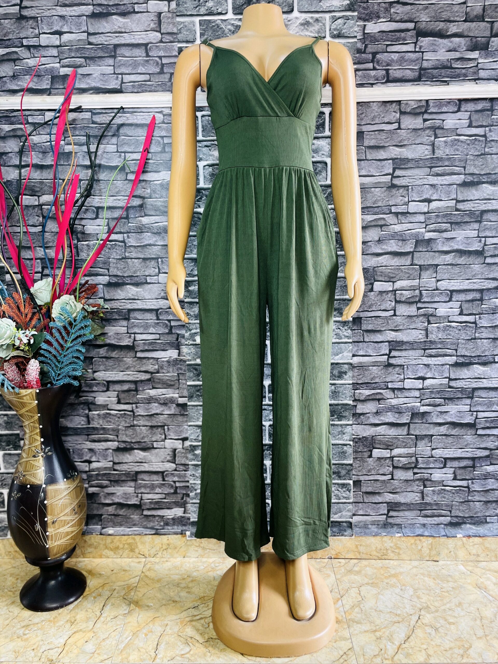 Green Wide Leg Jumpsuit 2 Green Wide Leg Jumpsuit - Image 2