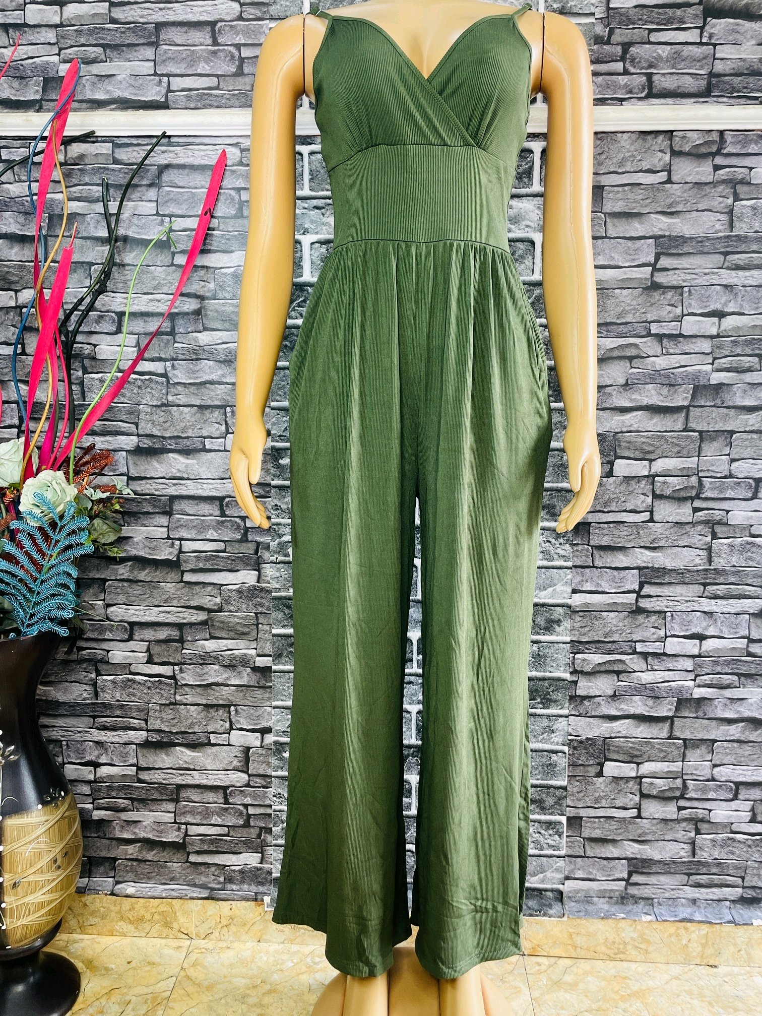 Green Wide Leg Jumpsuit 4 Green Wide Leg Jumpsuit - Image 4
