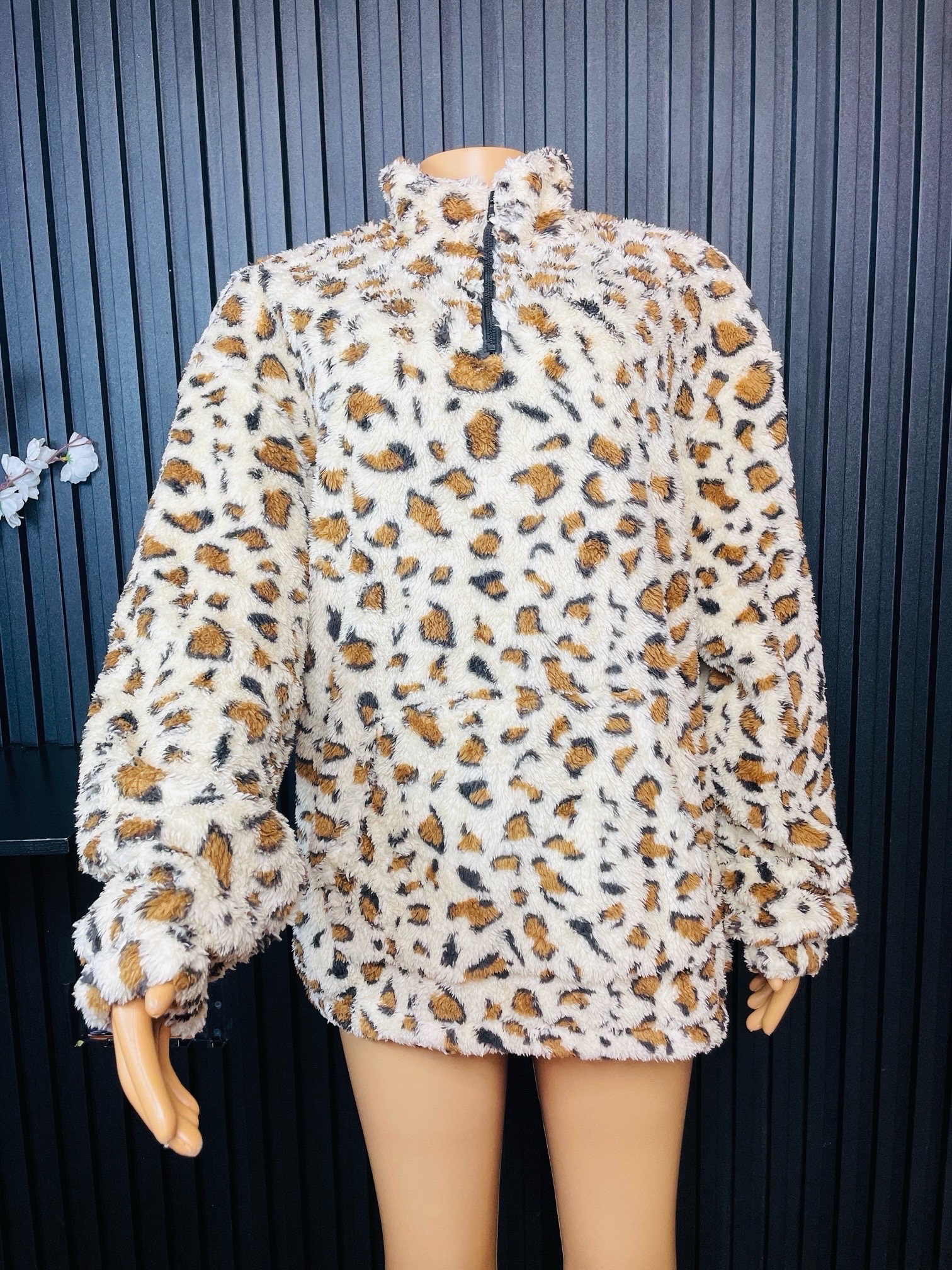 Leopard print Fleece Jacket 1 Leopard print Fleece Jacket
