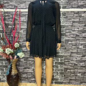 Black-Polka-Dot Chiffon Dress