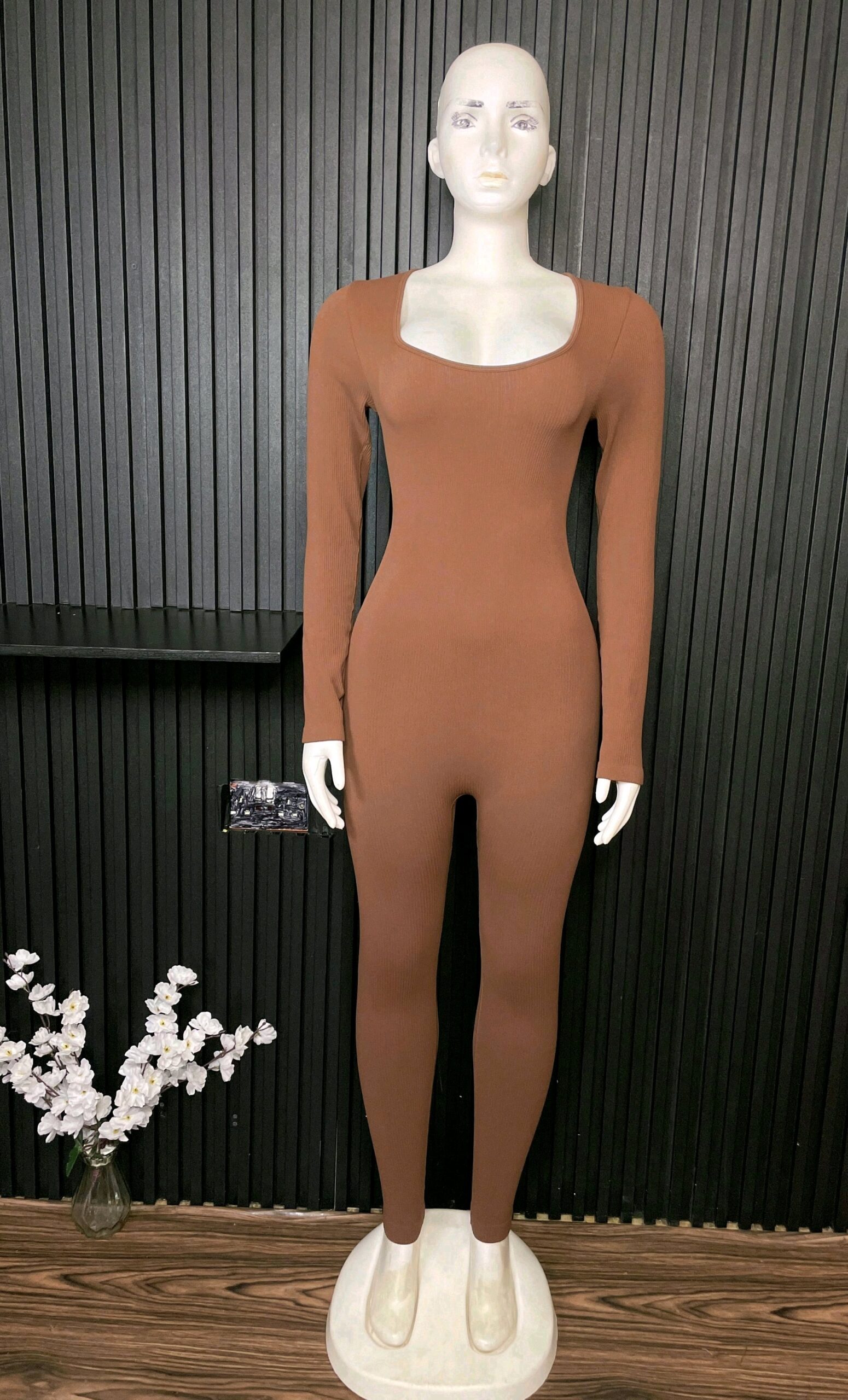 Brown Long Sleeve Jumpsuit 1 Brown Long Sleeve Jumpsuit