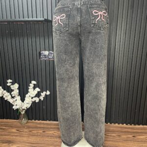 Home 13 Grey Bow Detail Jeans Trouser