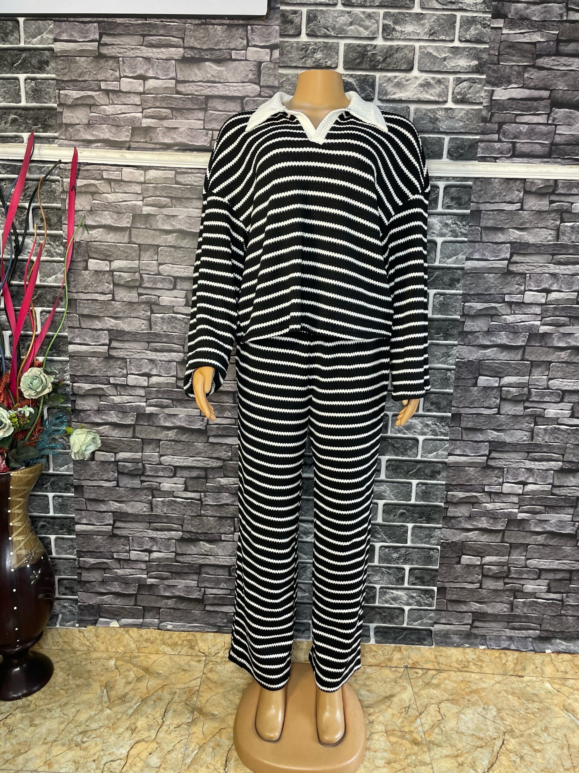 Black and White Striped Two Piece Set 1 Black and White Striped Two Piece Set