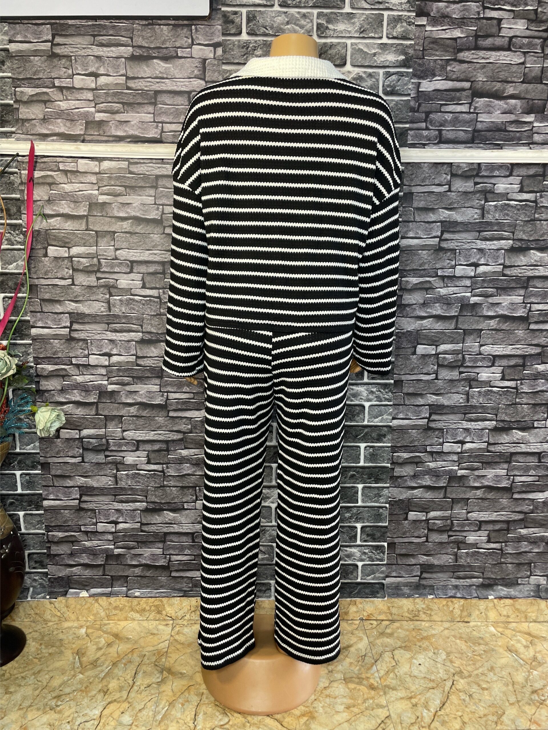 Black and White Striped Two Piece Set 3 Black and White Striped Two Piece Set - Image 3