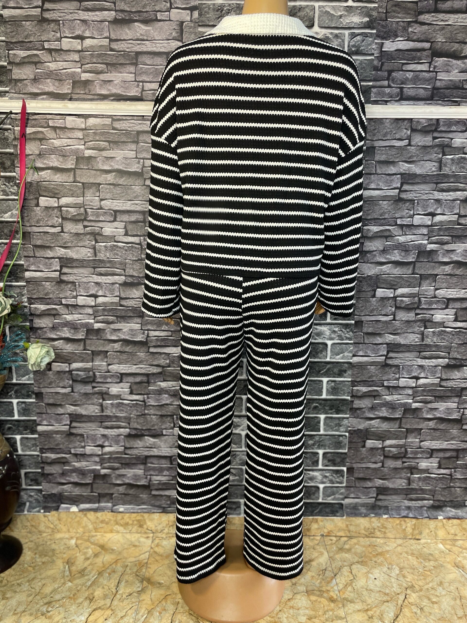 Black and White Striped Two Piece Set 5 Black and White Striped Two Piece Set - Image 5