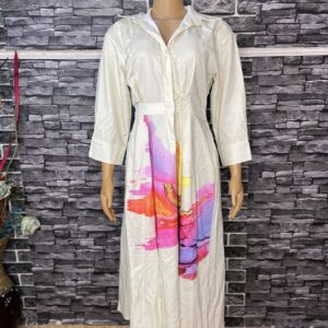 Home 12 Cream Printed Shirt Dress