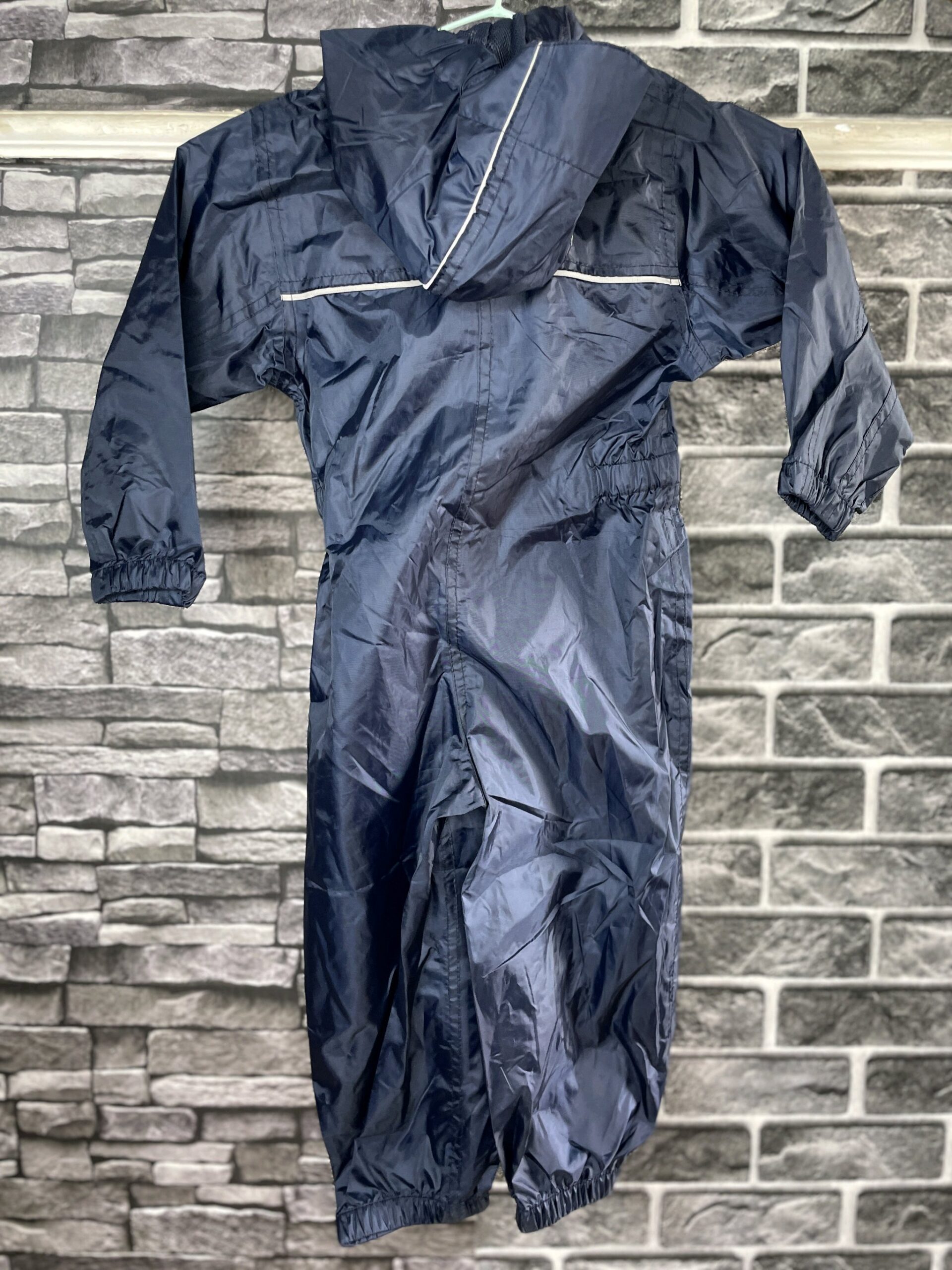 Navy Blue Kids Raincoat Jumpsuit 3 Navy Blue Kids Raincoat Jumpsuit - Image 3