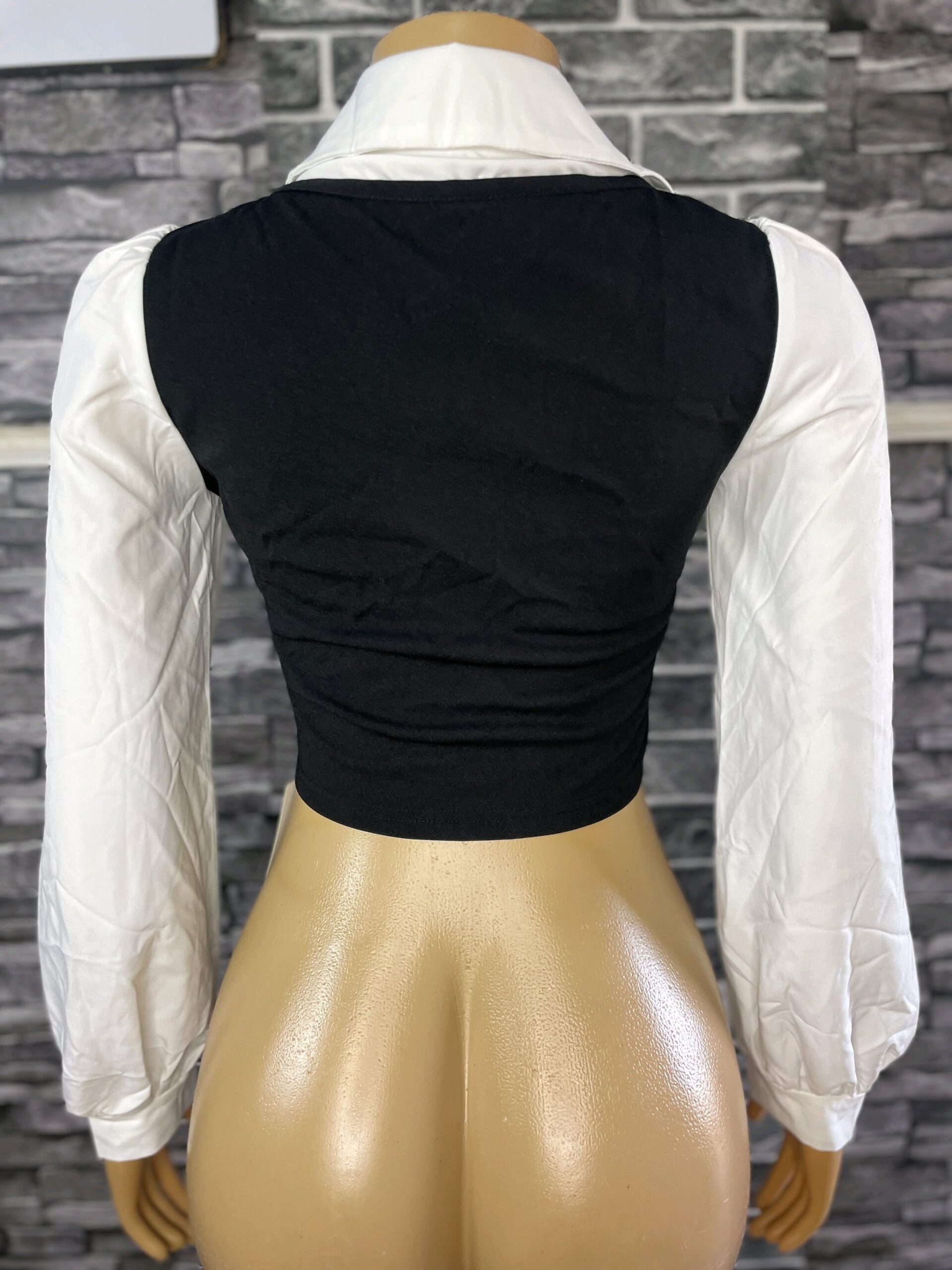 Black And White Long Sleeve Office Top 3 Black And White Long Sleeve Office Top - Image 3