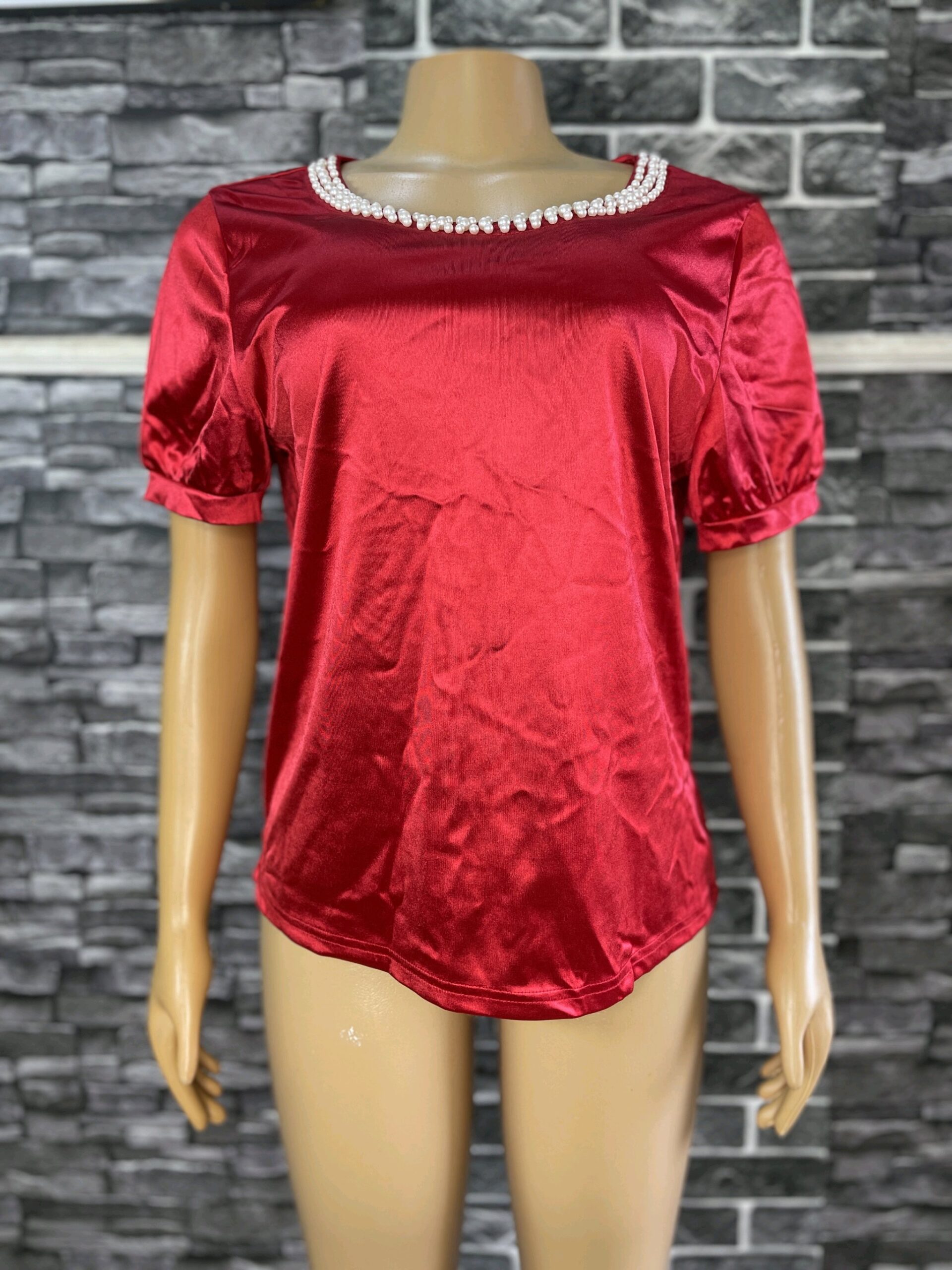 Red Elegant Shirt With Beads 2 Red Elegant Shirt With Beads - Image 2