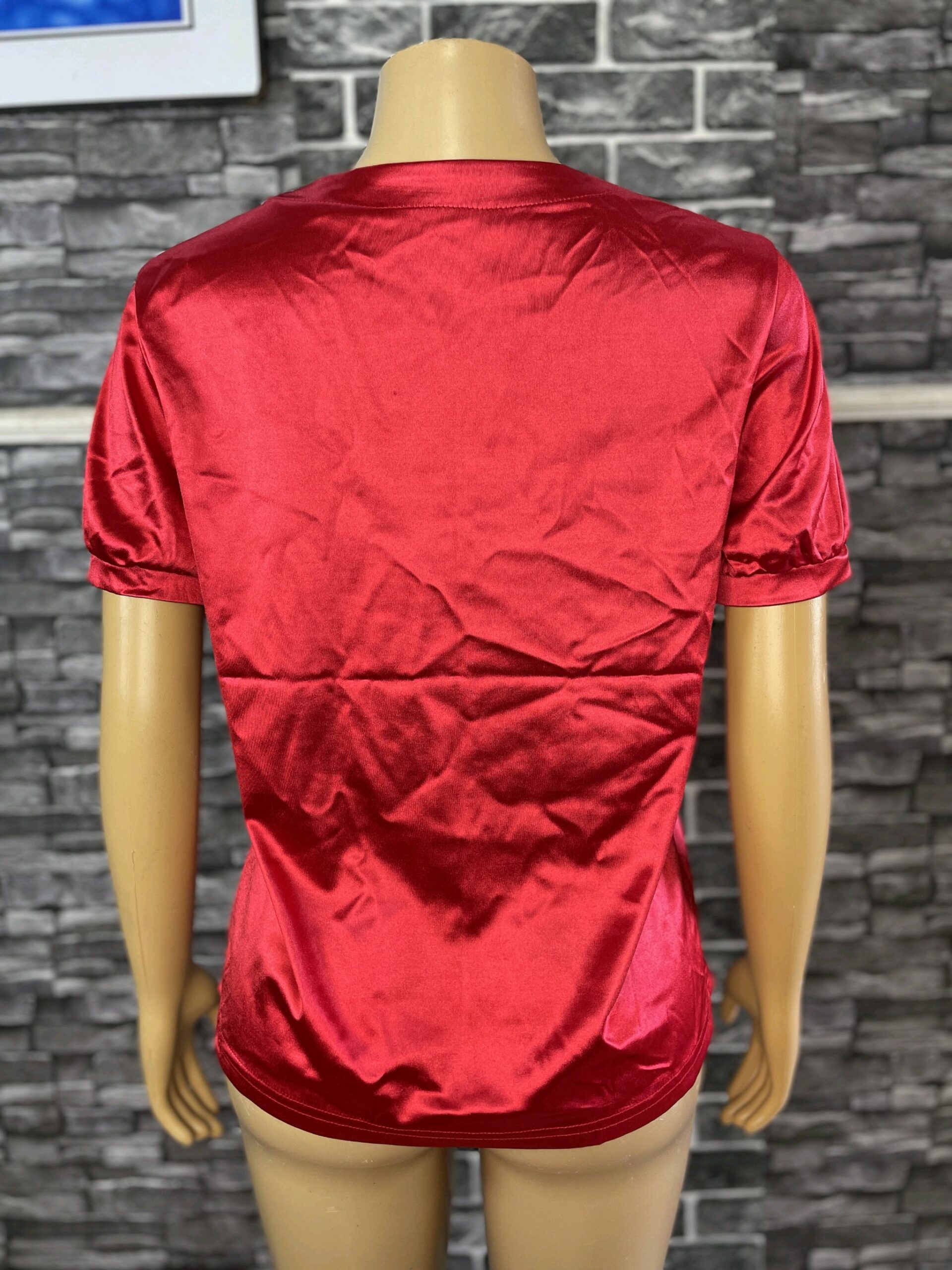 Red Elegant Shirt With Beads 3 Red Elegant Shirt With Beads - Image 3