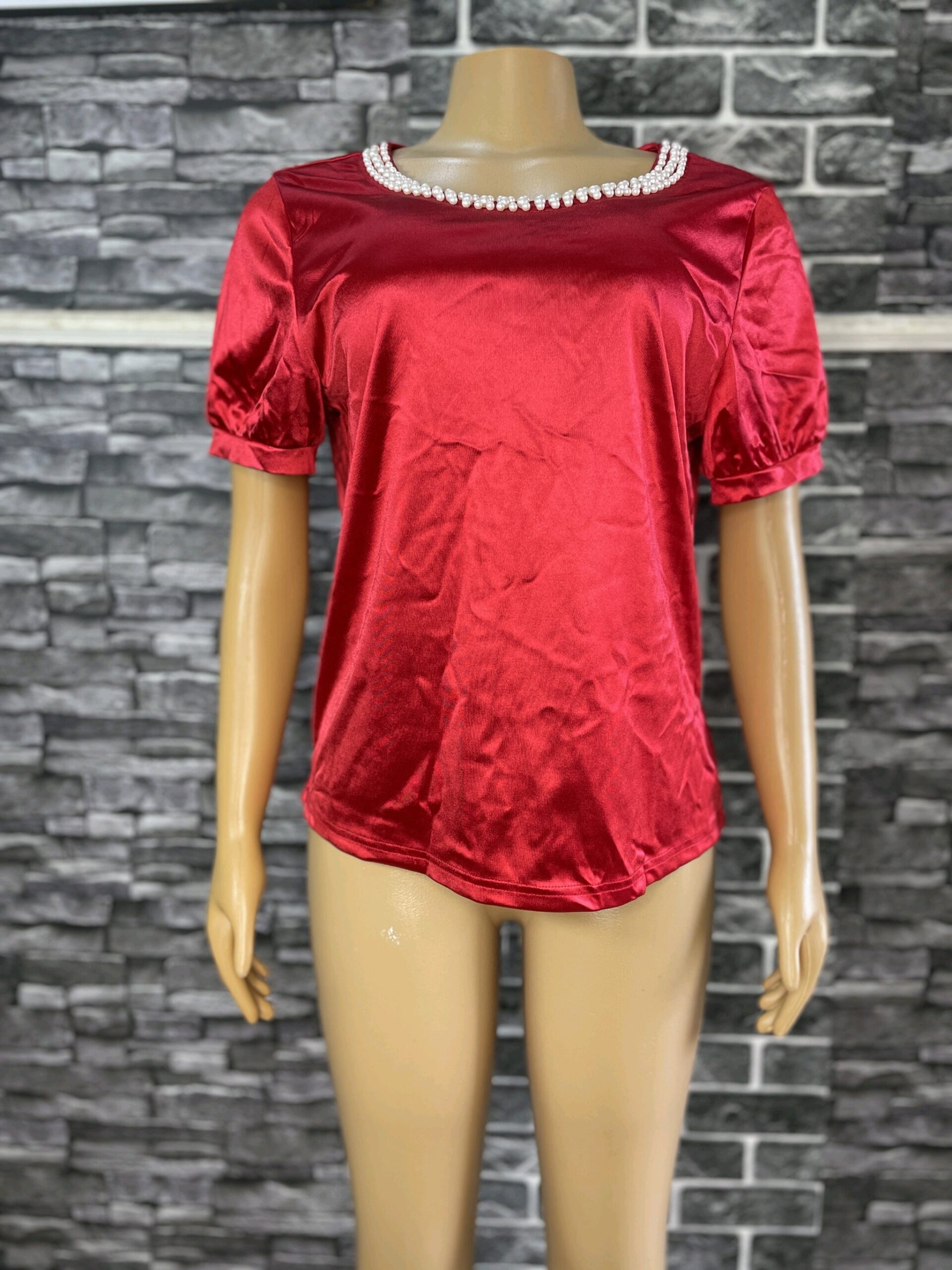 Red Elegant Shirt With Beads 4 Red Elegant Shirt With Beads - Image 4