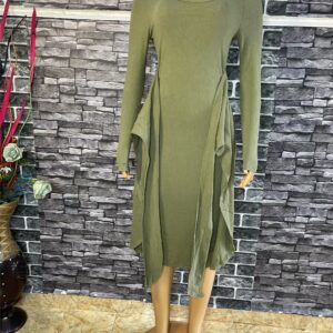 Stylish Green Ribbed Midi Dress