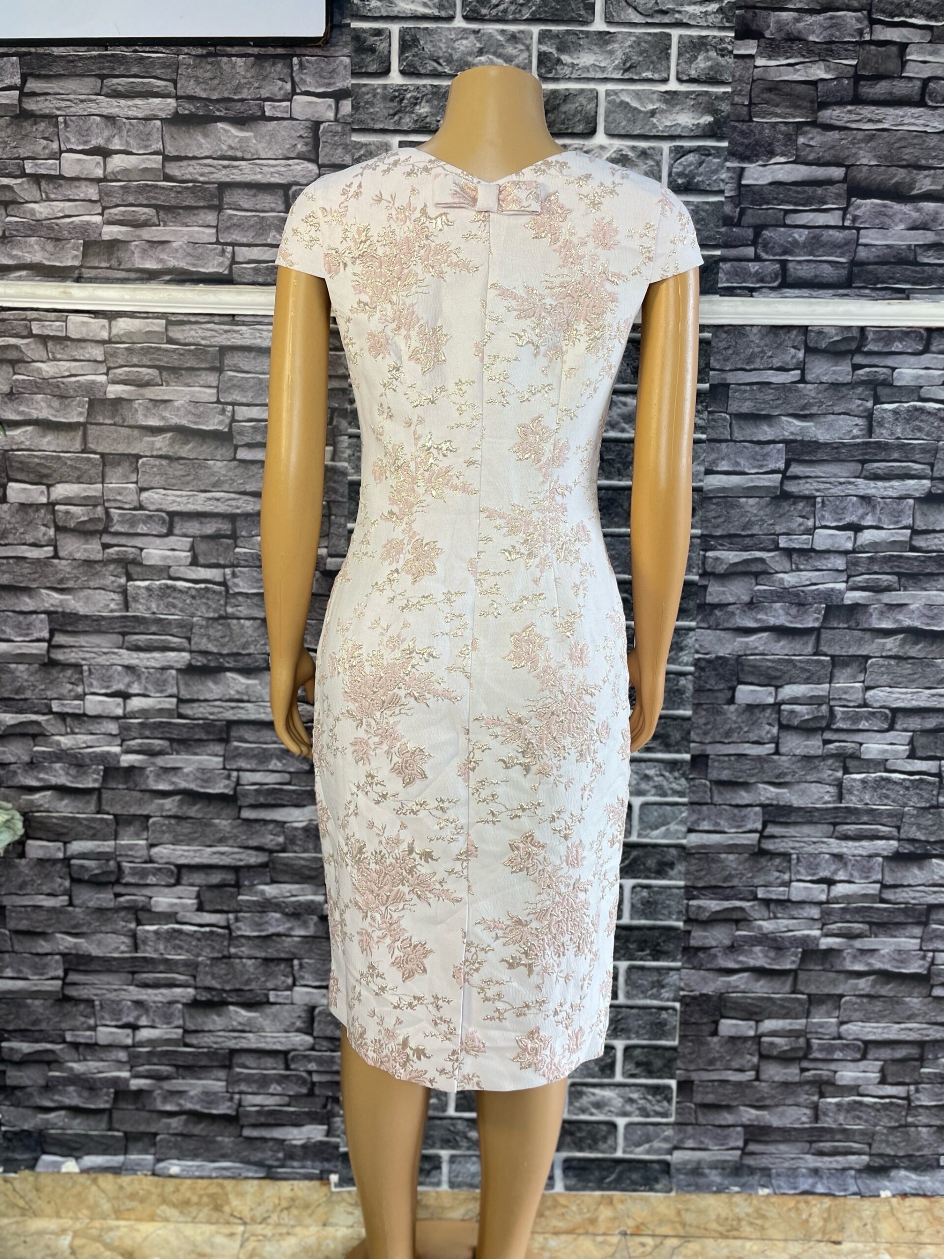 Elegant Floral Brocade Midi Dress 5 Elegant Floral Brocade Midi Dress - Image 5