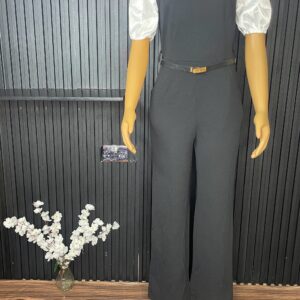 Stylish Black Puff-Sleeve Jumpsuit