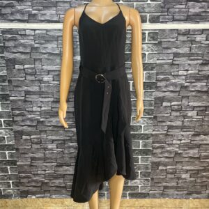 Elegant Black Asymmetric Ruffle Dress