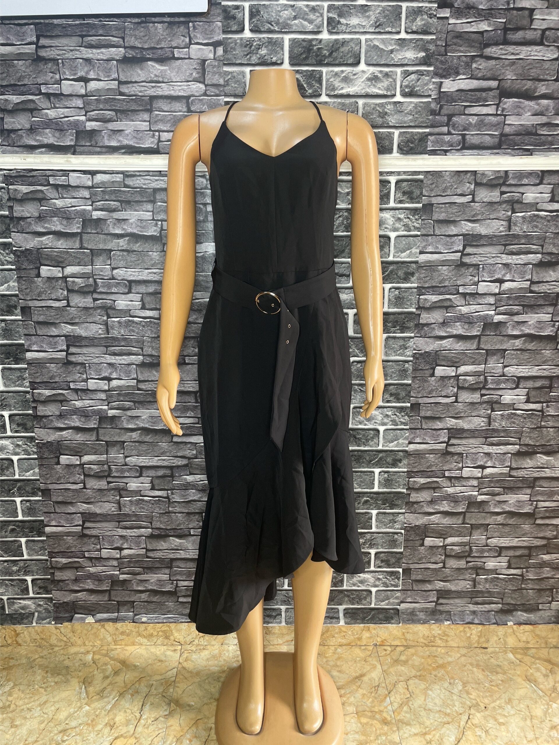 Elegant Black Asymmetric Ruffle Dress 1 Elegant Black Asymmetric Ruffle Dress