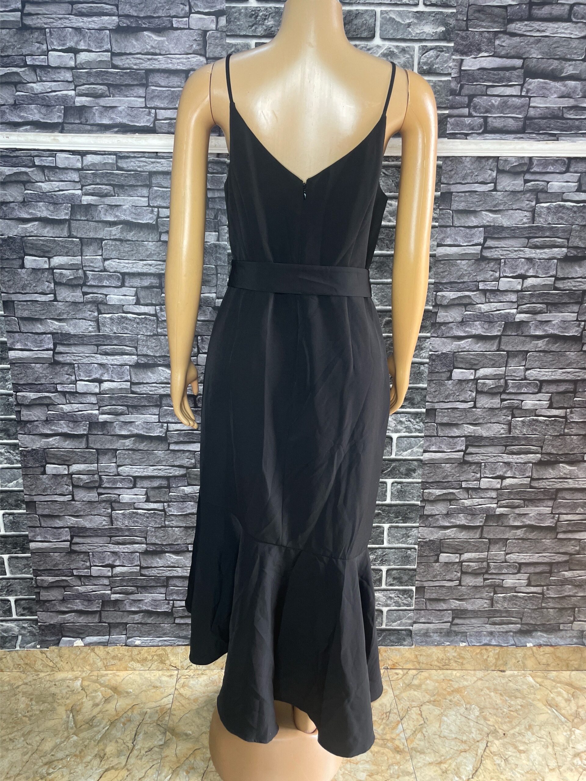 Elegant Black Asymmetric Ruffle Dress 5 Elegant Black Asymmetric Ruffle Dress - Image 5