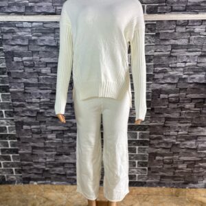 Home 13 Stylish White Turtleneck Knit Sweater Set