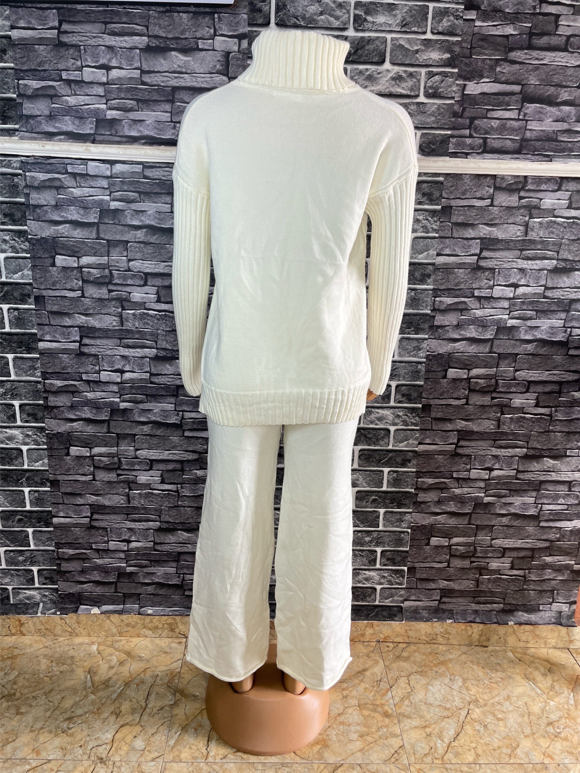 Stylish White Turtleneck Knit Sweater Set 5 Stylish White Turtleneck Knit Sweater Set - Image 5