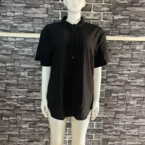 Elegant Black And Navyblue And White Button Down Shirt