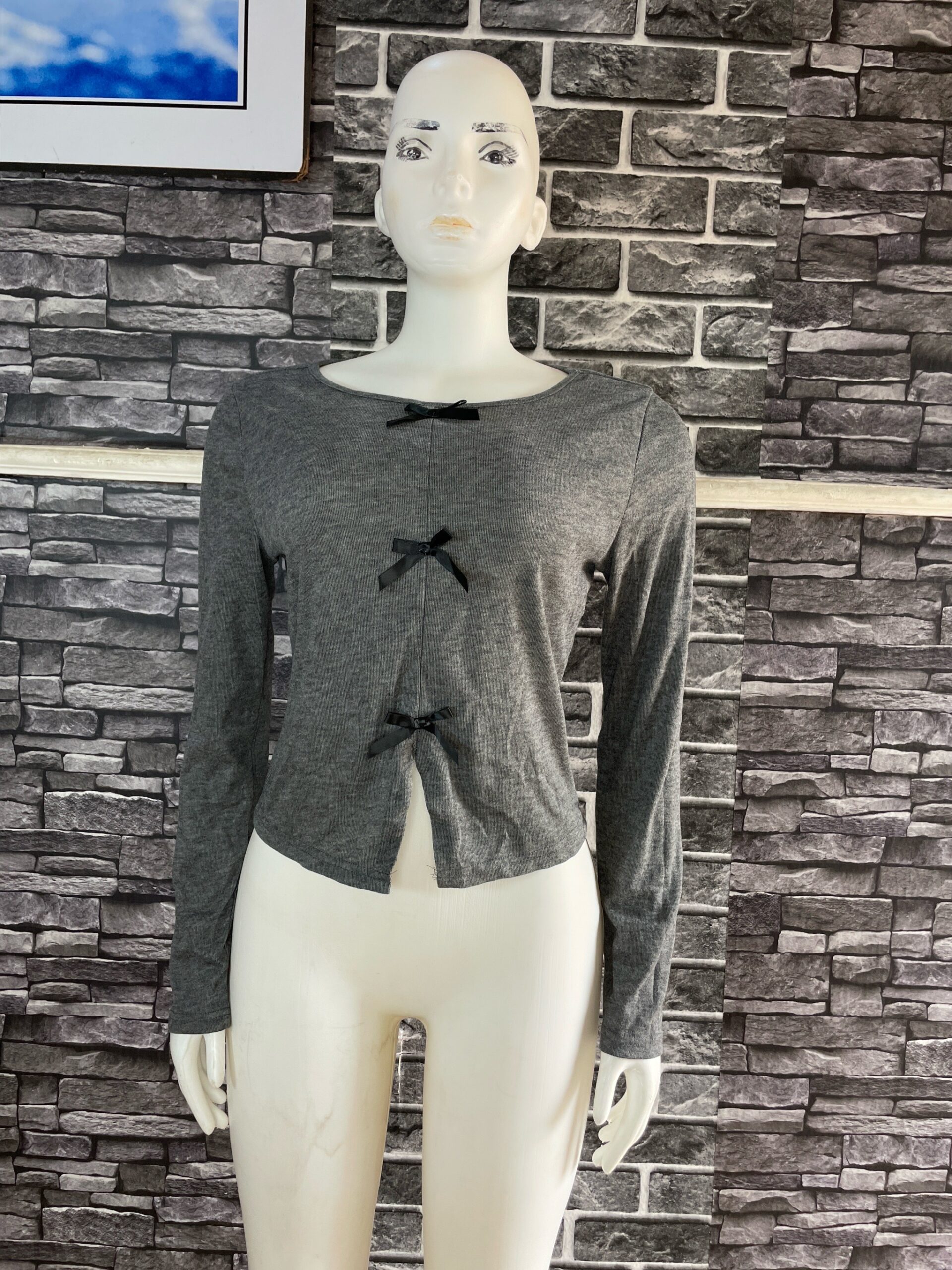 Stylish Grey Bow Accent Top 4 Stylish Grey Bow Accent Top - Image 4