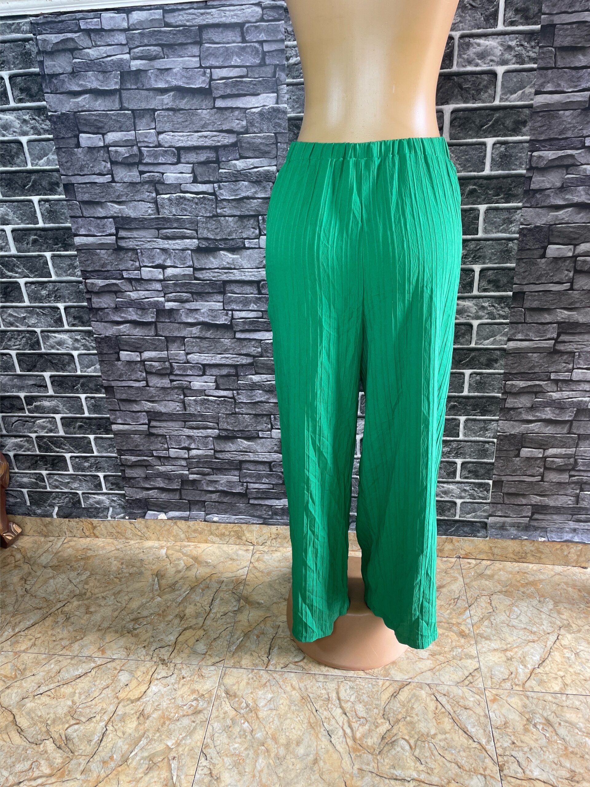 Green Crinkle Wide-Leg Trousers 7 Green Crinkle Wide-Leg Trousers - Image 7