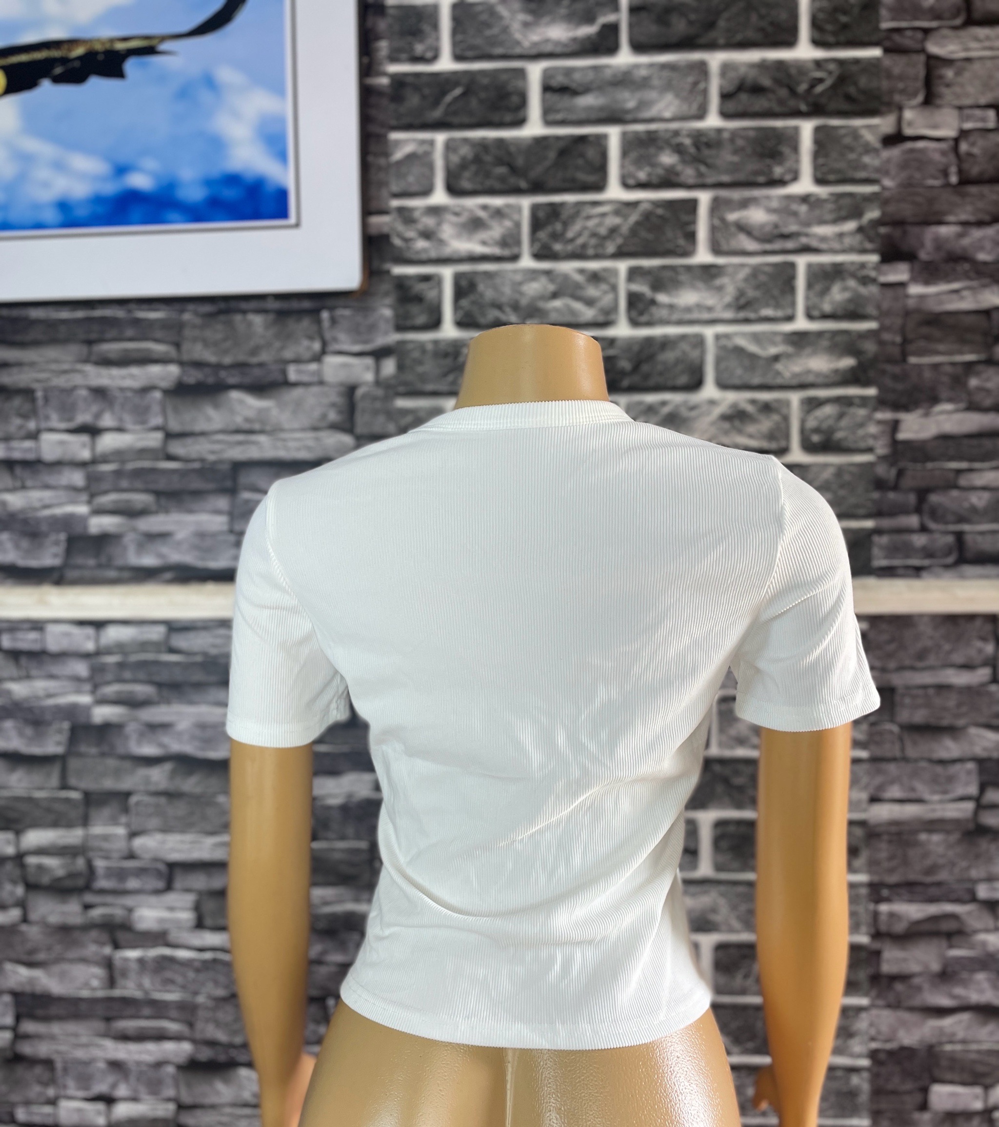 Stylish White And Black Ribbed Button Down Top 3 Stylish White And Black Ribbed Button Down Top - Image 3
