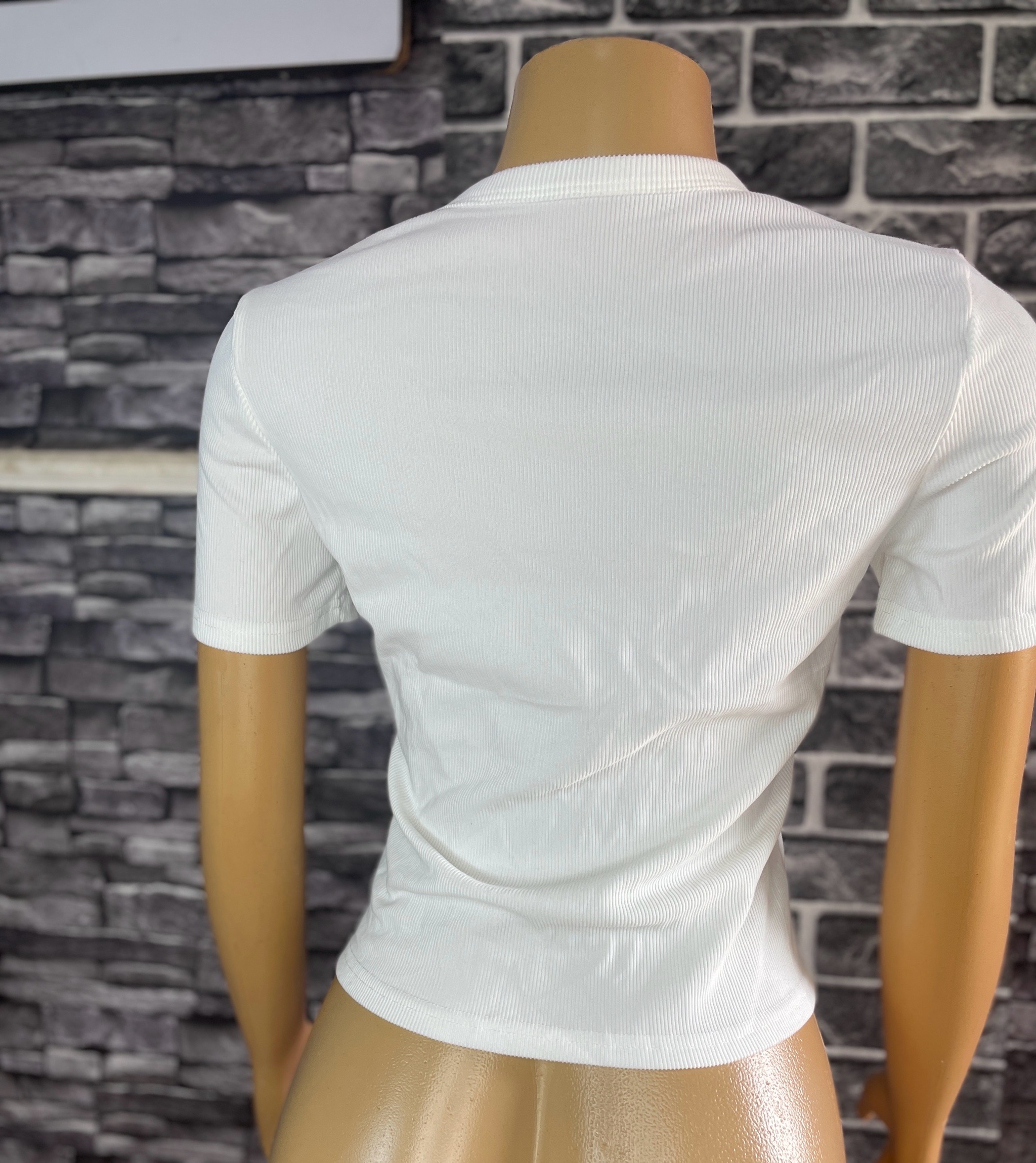 Stylish White And Black Ribbed Button Down Top 5 Stylish White And Black Ribbed Button Down Top - Image 5