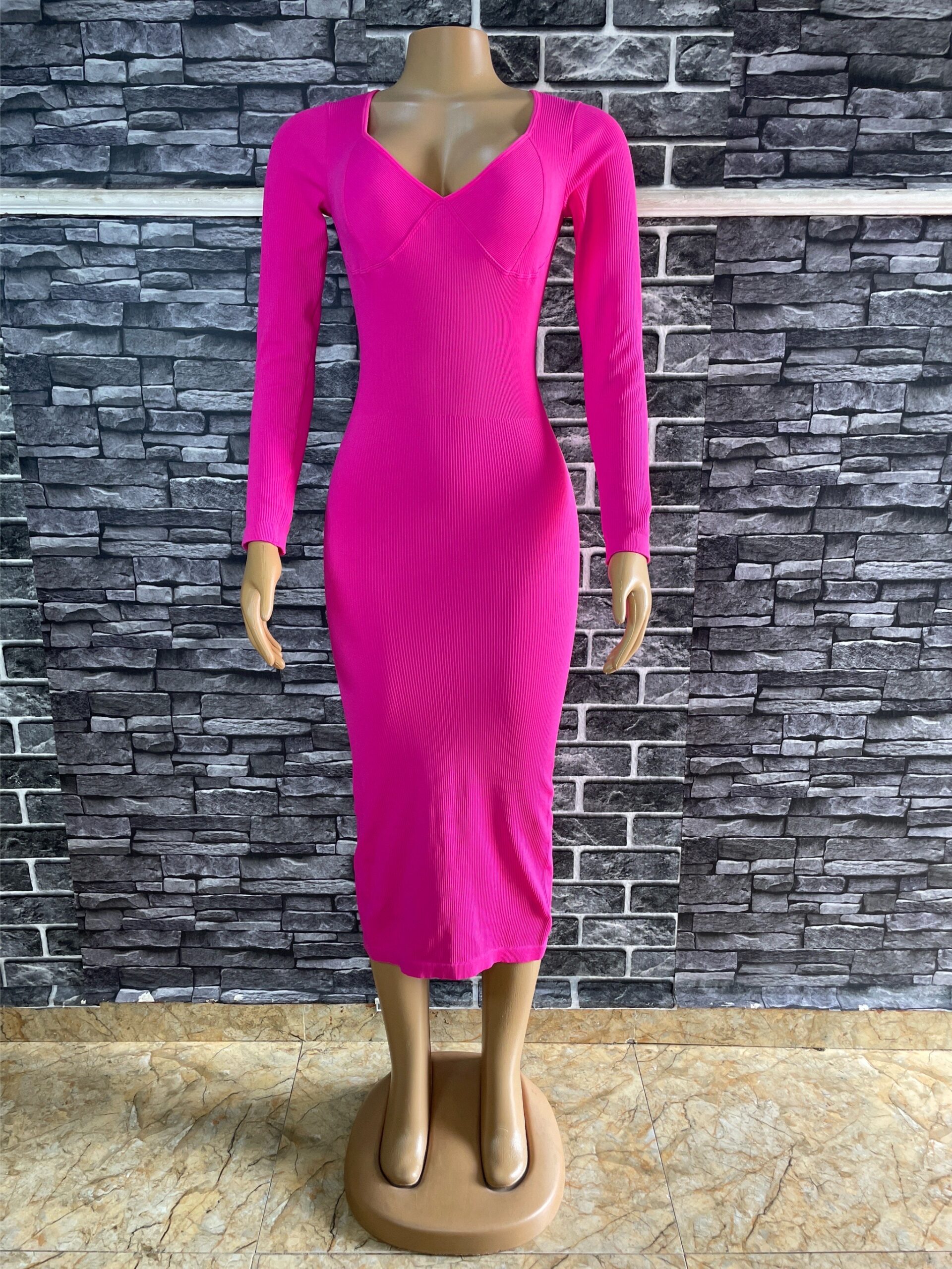 Elegant Hot Pink Midi Dress 2 Elegant Hot Pink Midi Dress - Image 2