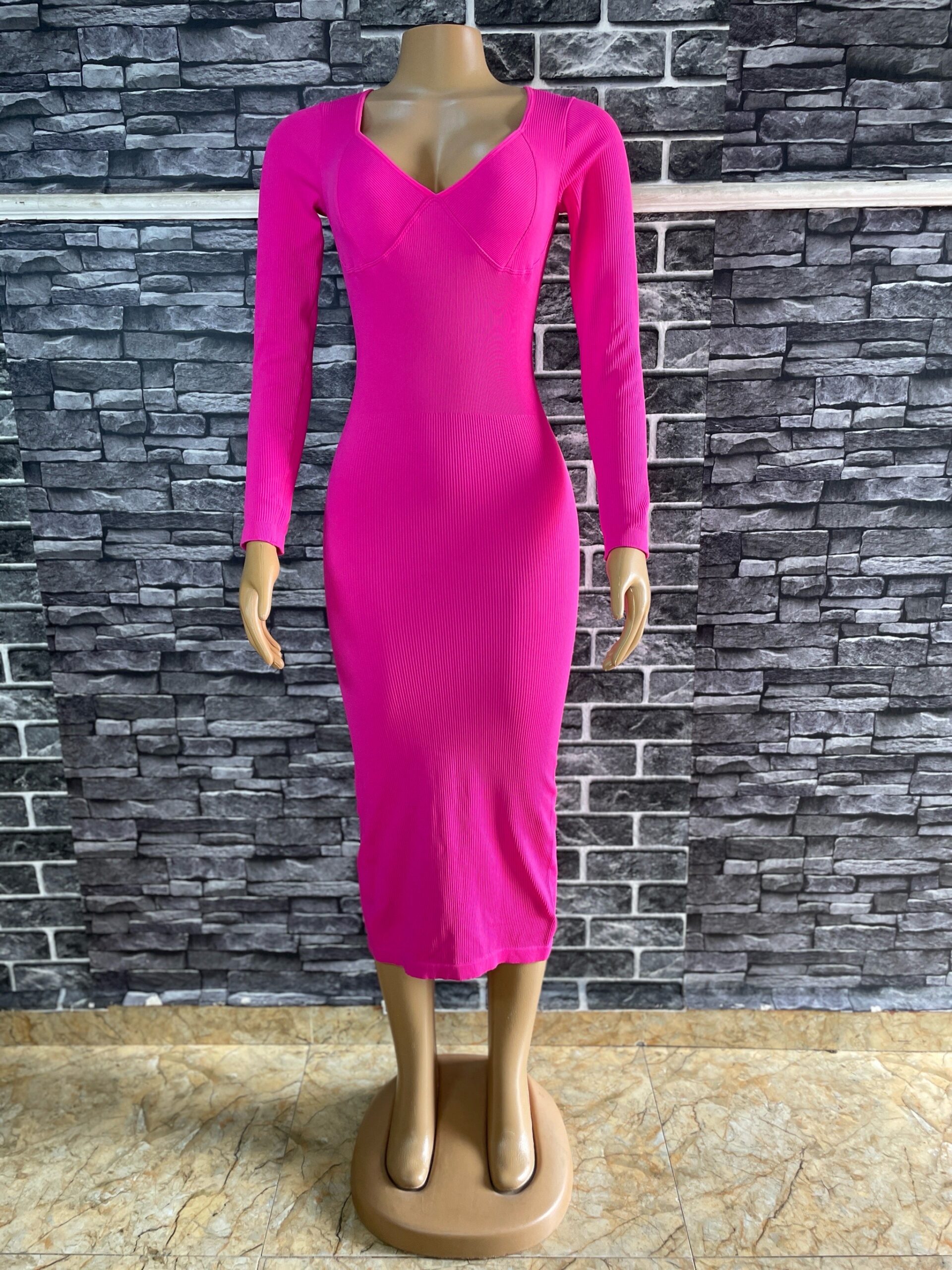Elegant Hot Pink Midi Dress 4 Elegant Hot Pink Midi Dress - Image 4